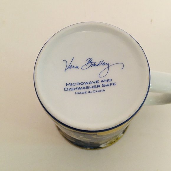 Vera Bradley Retired Ellie Blue Tea Cup Elephants Paisley - Picture 2 of 3